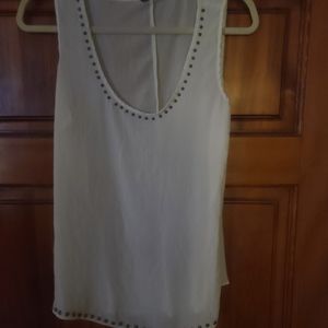 STUDDED WHITE FLOWY TANK TOP